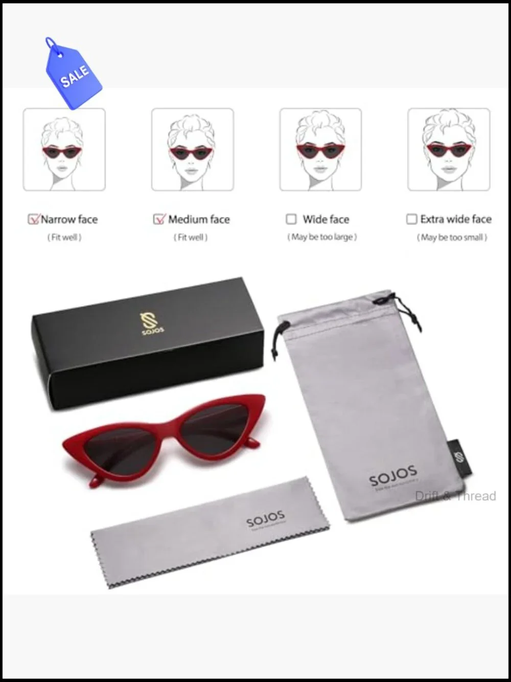 Retro Cat Eye Sunglasses UV400 Narrow Frame Women's Shades